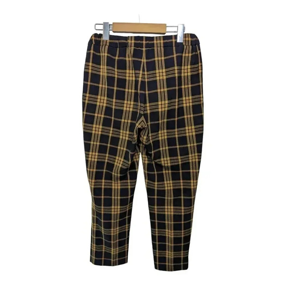 Aritzia Wilfred Womens Darontal Yellow Brown Plaid Pants Size 4 Elastic Waist - Picture 2 of 8